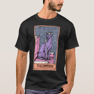 Camiseta Carta de Tarot O Imperador E Gato Sphynx Gráfico O