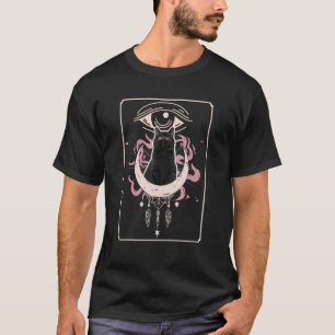 Camiseta Carta de Tarot Oculto com Estética Gótica de Gato
