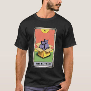 Camiseta Carta de Tarot Os Amantes Gatos Se Aconchegando Ga