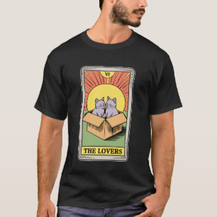 Camiseta Carta de Tarot Os Amantes Gatos Se Aconchegando Ga