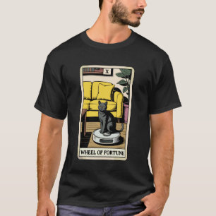 Camiseta Carta de Tarot Roda da Fortuna Gato no Aspirador R