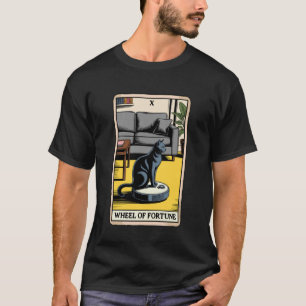 Camiseta Carta de Tarot Roda da Fortuna Gato no Aspirador R