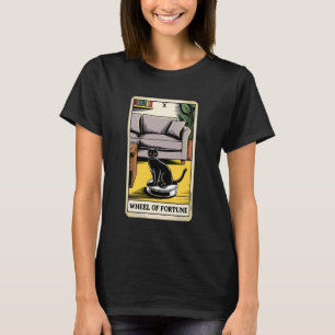 Camiseta Carta de Tarot Roda da Fortuna Gato no Aspirador R
