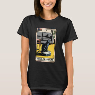 Camiseta Carta de Tarot Roda da Fortuna Gato no Aspirador R