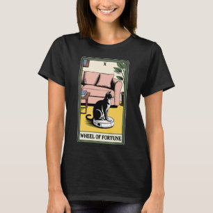 Camiseta Carta de Tarot Roda da Fortuna Gato no Aspirador R