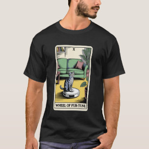 Camiseta Carta de Tarot Roda do Gato da Sorte Aspirador Rob