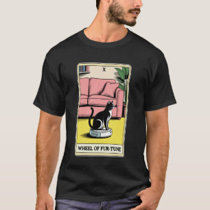 Camiseta Carta de Tarot Roda do Gato da Sorte Robô Aspirado