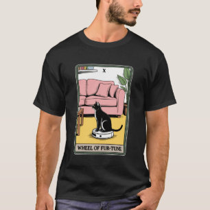 Camiseta Carta de Tarot Roda do Gato da Sorte Robô Aspirado