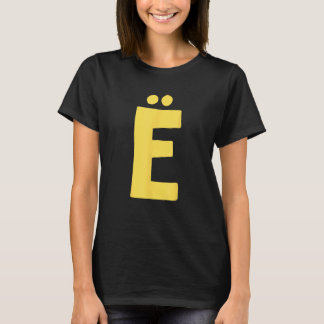 Camiseta Carta Europeia grande e negrito em amarelo