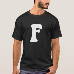 Camiseta Carta F Maiúscula Grupo de Alfabetos Figuras Matri