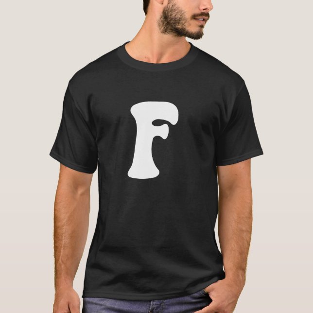 Camiseta Carta F Maiúscula Grupo de Alfabetos Figuras Matri (Frente)