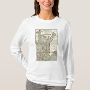 Camiseta Carta topográfica da baía de Narraganset