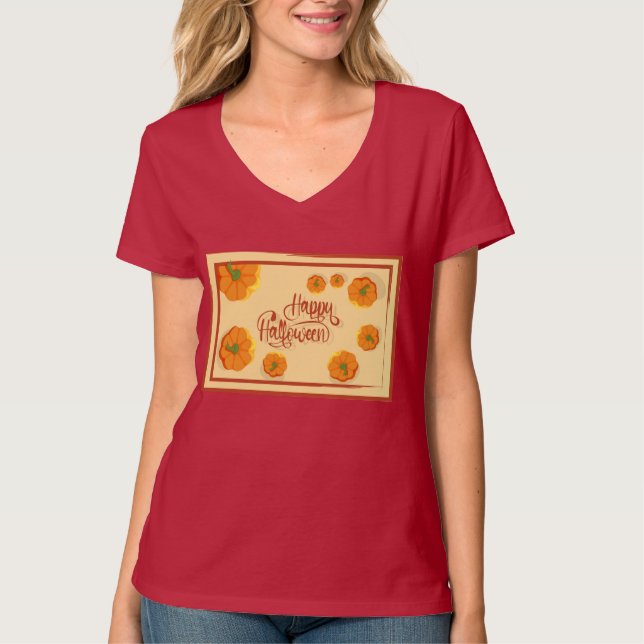 Camiseta Cartão de boas-vindas Feliz Halloween (Frente)