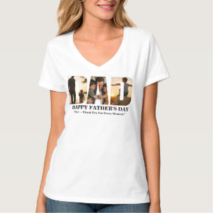 Camiseta Cartão de Colagem de Fotos Personalizado do Dia do