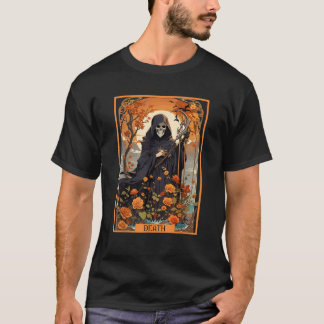 Camiseta Cartão de Dia das Bruxas Tarot Cartão de Morte Tam