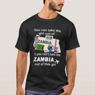Camiseta Cartão de Embarque da Zâmbia  Menina da Zâmbia  Zâ