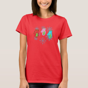 Camiseta Cartão de Feriado Simples branco_mitenes Natal