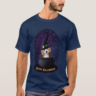 Camiseta Cartão de Halloween da Bruxa do Cão Desenho KiniAr