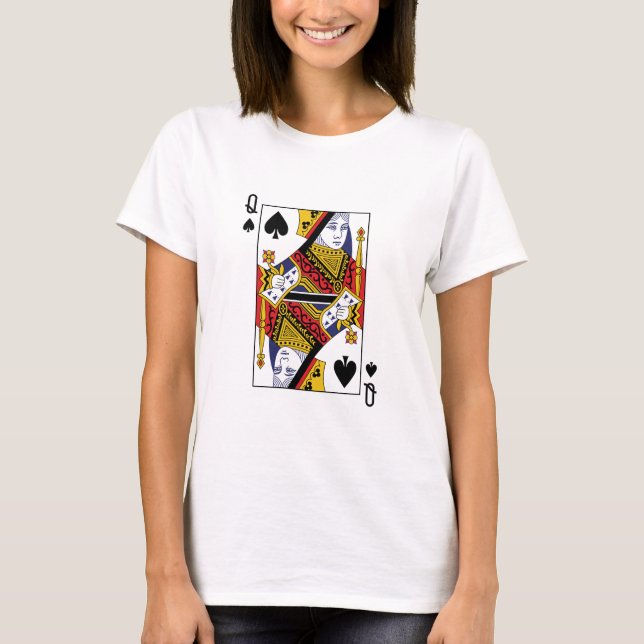 Camiseta Cartão de Jogada Rainha do Poker Casino de Espadas (Frente)