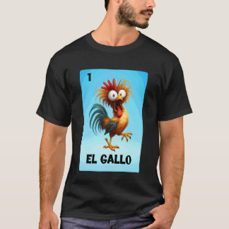 Camiseta Cartão de Loteria Mexicana El Gallo Jogo de Bingo 