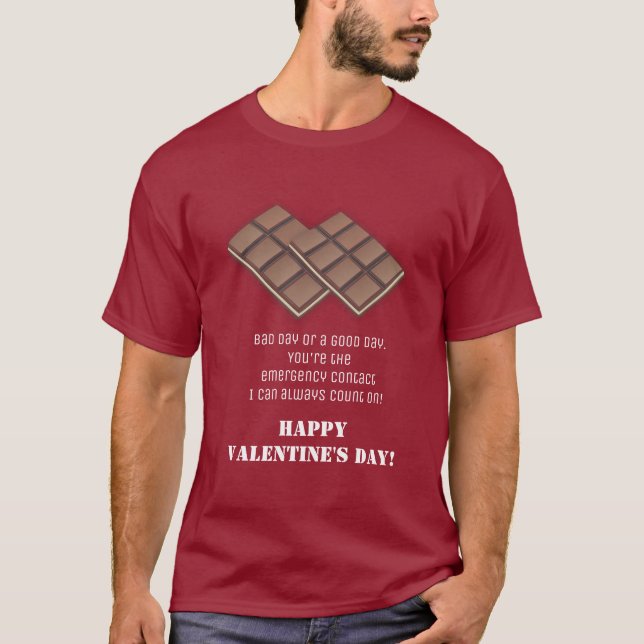 Camiseta Cartão de mensagem de Dia de os namorados de choco (Frente)