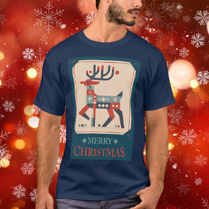 Camiseta Cartão de Natal com Ilustração de Rena Design