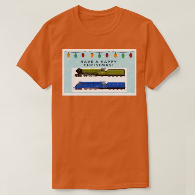 Camiseta cartão de natal de locomotiva a vapor (Frente do Design)