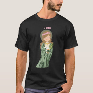Camiseta Cartão de Oração de Santa Inês de Roma Católico An