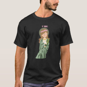Camiseta Cartão de Oração de Santa Inês de Roma Católico An