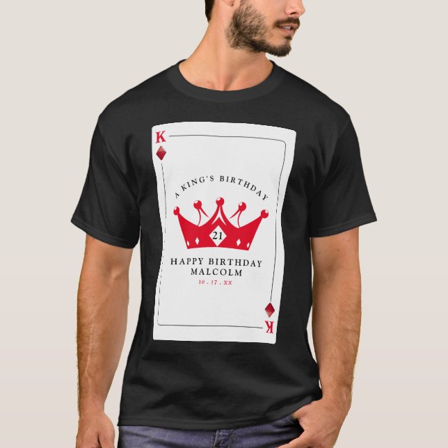 Camiseta Cartão de Poker Casino aniversário de 21 anos do R (Frente)