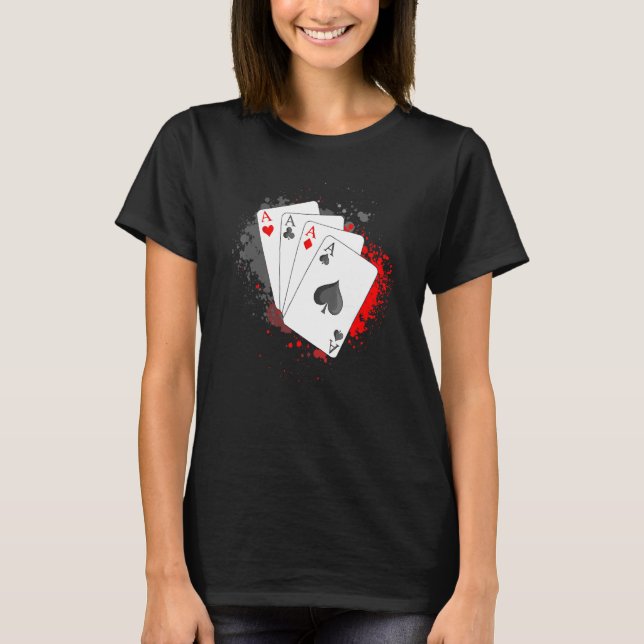 Camiseta Cartão de Poker de Quatro Aces Casino Texas Holdem (Frente)
