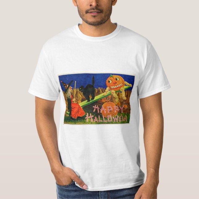 Camiseta cartão de saudações vintage halloween (Frente)