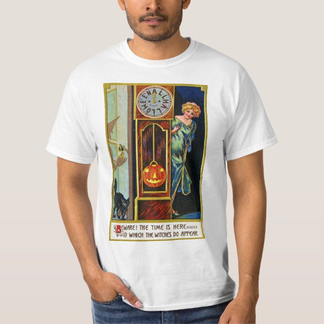 Camiseta cartão de saudações vintage halloween (Frente)