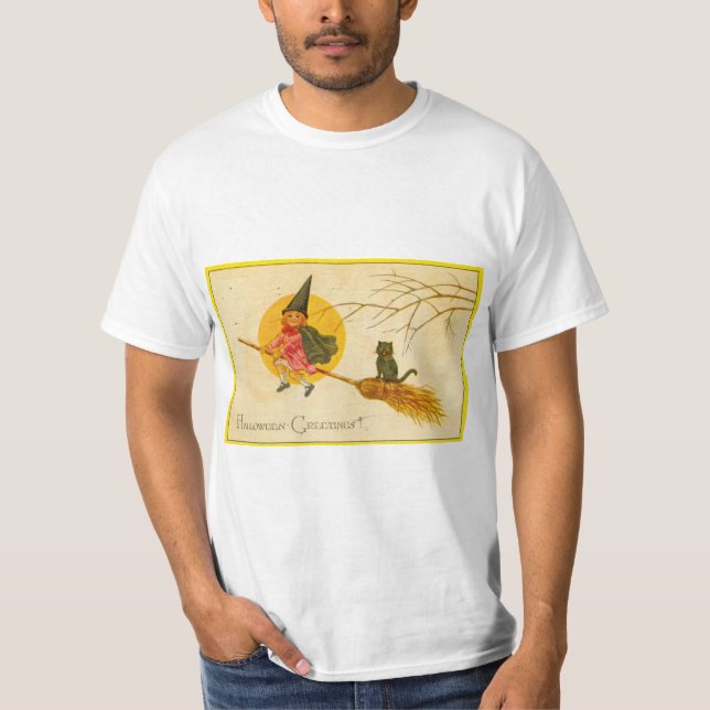 Camiseta cartão de saudações vintage halloween (Frente)