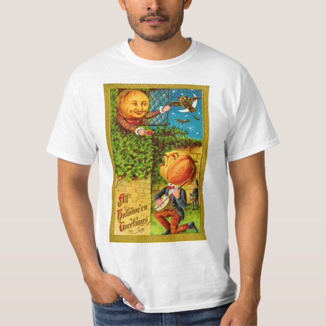 Camiseta cartão de saudações vintage halloween (Frente)