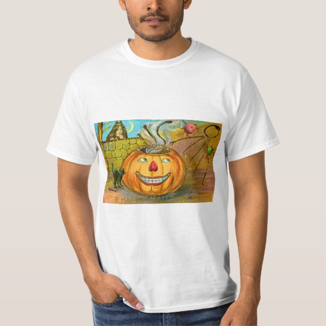 Camiseta cartão de saudações vintage halloween (Frente)
