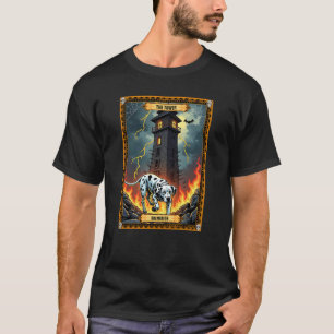 Camiseta Cartão de Tarô de Halloween do Dalmation de Torre