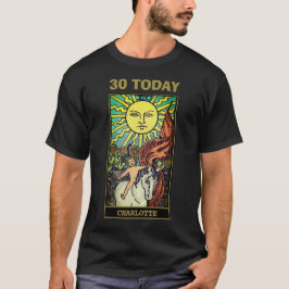 Camiseta Cartão de Tarô do Sol Aniversário de 30 Anos Preto