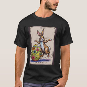 Camiseta Cartão de Tarot Coelho da Páscoa Feliz Ovo da Prim