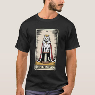 Camiseta Cartão de Tarot de Gato Sibilo Majestade Poste de