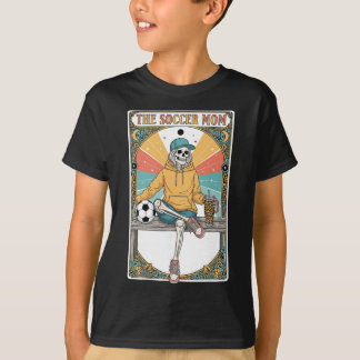 Camiseta Cartão de Tarot de Mãe de Futebol Esqueleto Café B