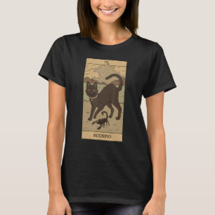 Camiseta Cartão de Tarot Gato Escorpião Zodíaco Horóscopo O