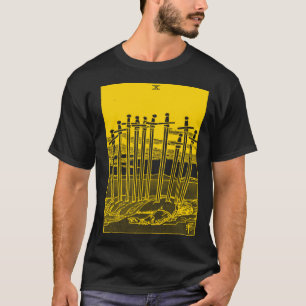 CAMISETA CARTÃO DE VINTAGEM DE TAROT SWORS DEZ