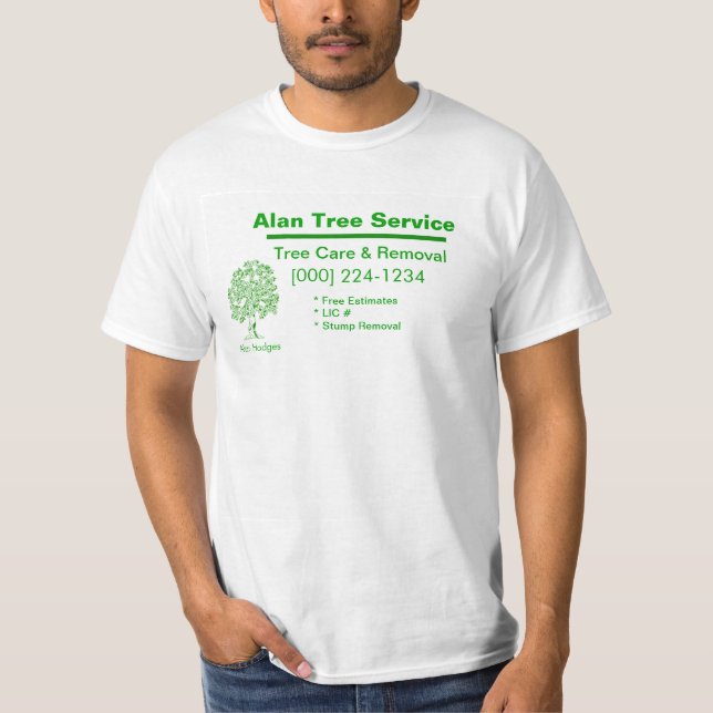 Camiseta Cartão de visita de Serviço de Árvore (Frente)