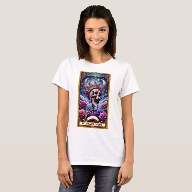 Camiseta Cartão Engraçado Tarot/A Rainha Drama (Frente Completa)