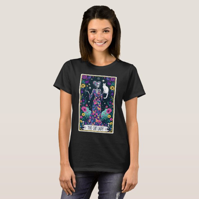 Camiseta Cartão Engraçado Tarot/A Senhora Gato (Frente Completa)