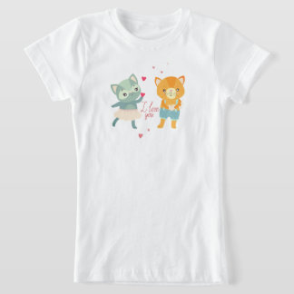Camiseta Cartão Postal 'Eu Te Amo' com Gatos | Gato Românti