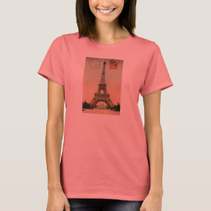 Camiseta Cartão postal Vintage French Chic Eiffel Tower Pa
