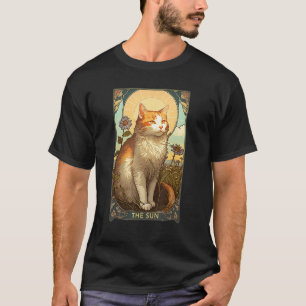 Camiseta Cartão Tarot Cat, Cartão Tarot Sun, Art Nouveau T-