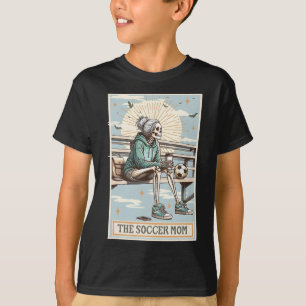 Camiseta Cartão Tarot de Futebol Mãe Retro Esqueleto de Fut